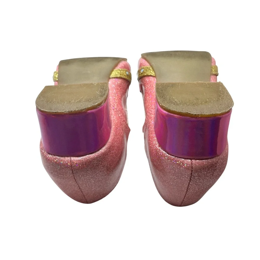 Disney Princess Pink Glitter Mary Jane Dress Up Heels Shoes Girls Gold Size 11